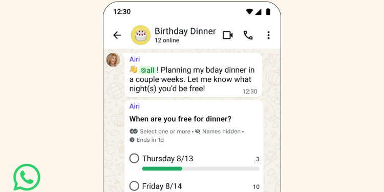 WhatsApp introduce la menzione @tutti e i sondaggi avanzati